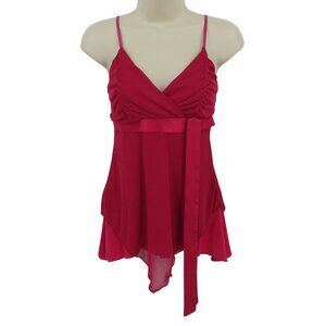 Blu Heaven Women Small Pink Spaghetti Strap Asymmetrical Tank Top Fairy Y2K VTG